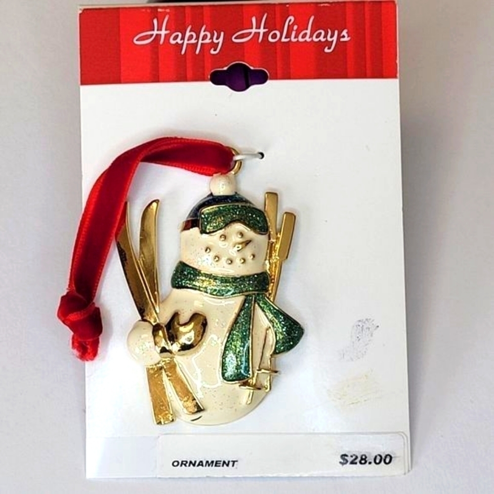 Holiday Christmas Winter Skiing Snowman Ornament